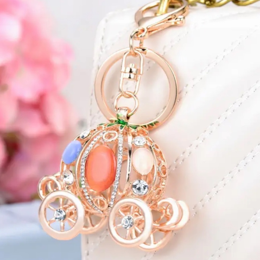 Cinderella’s Royal Gold and Crystal Carriage Keychain Charm